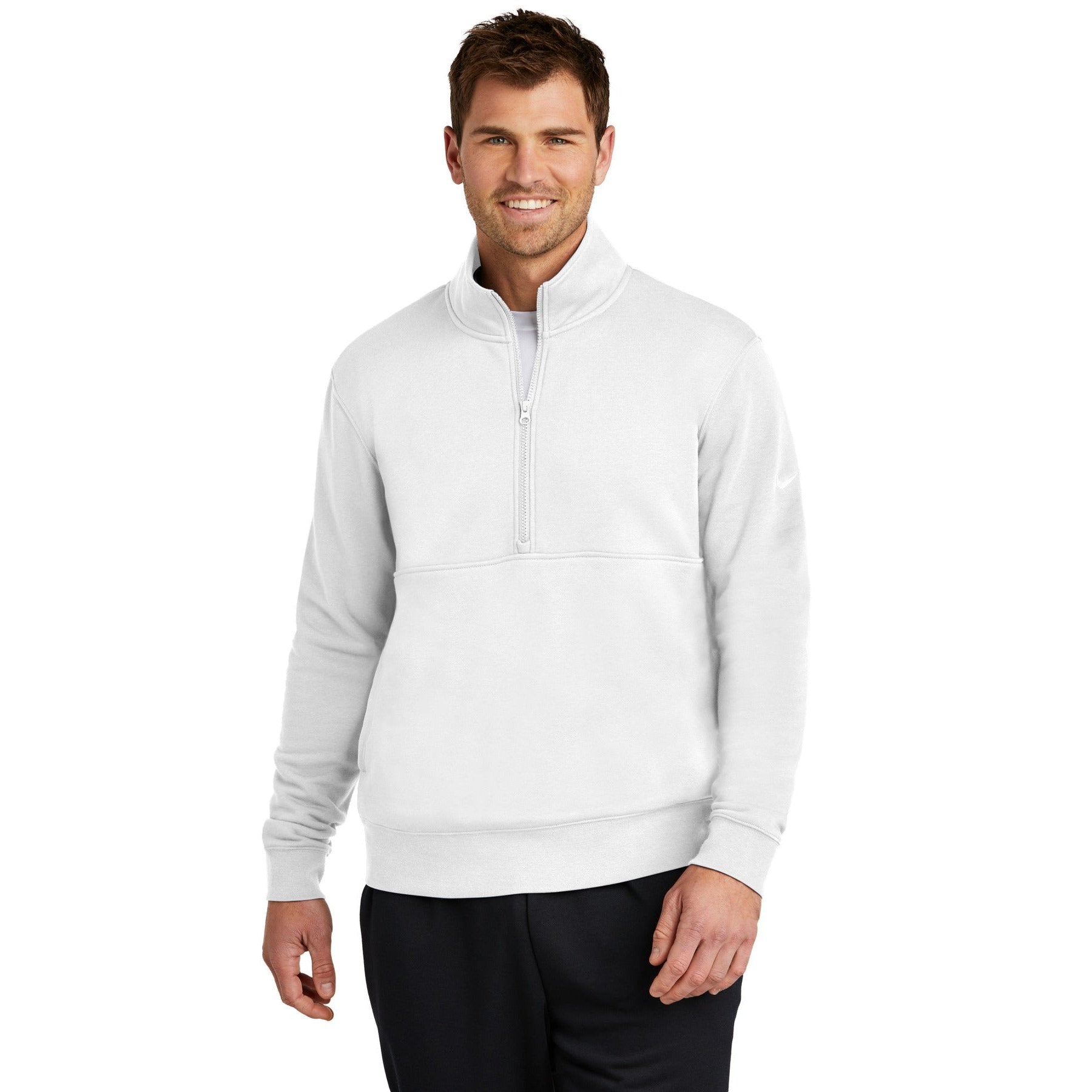 Nike-Nike Club Fleece Sleeve Swoosh 1/2-Zip NKDX6718-MedTech-7